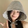 Striped large brim wrap-around fisherman's hat children summer UV protection fashion sunshade versatile thin sunscreen hat