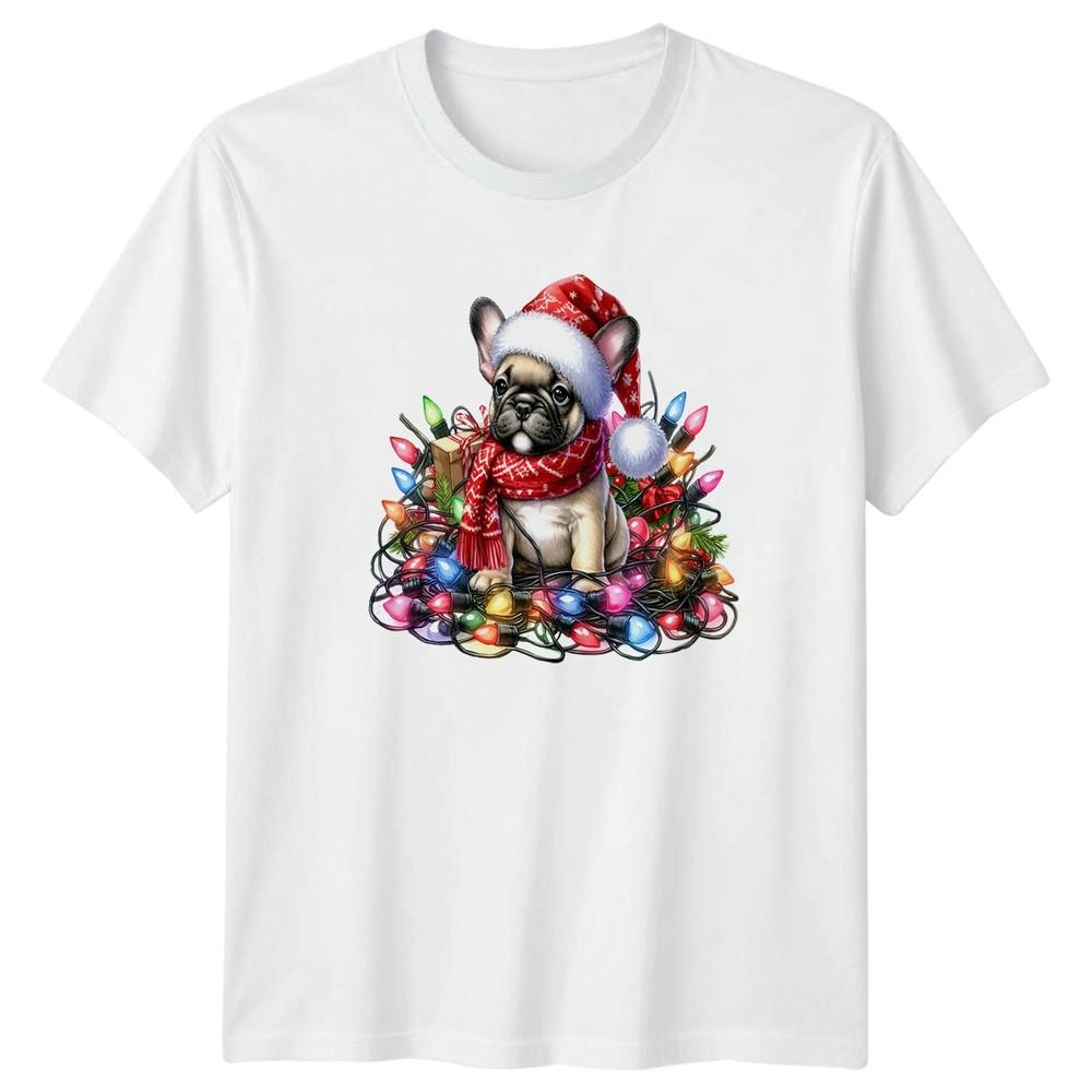 French Bulldog Puppy Christmas Lights Dogs Animals Unisexs TShirt Unisexs Tee S