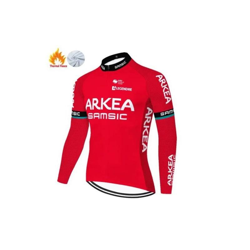 ARKEA Fleece Cycling Jersey Men Women Winter Thermal Long Sleeve Road Mountain Bike Riding Top