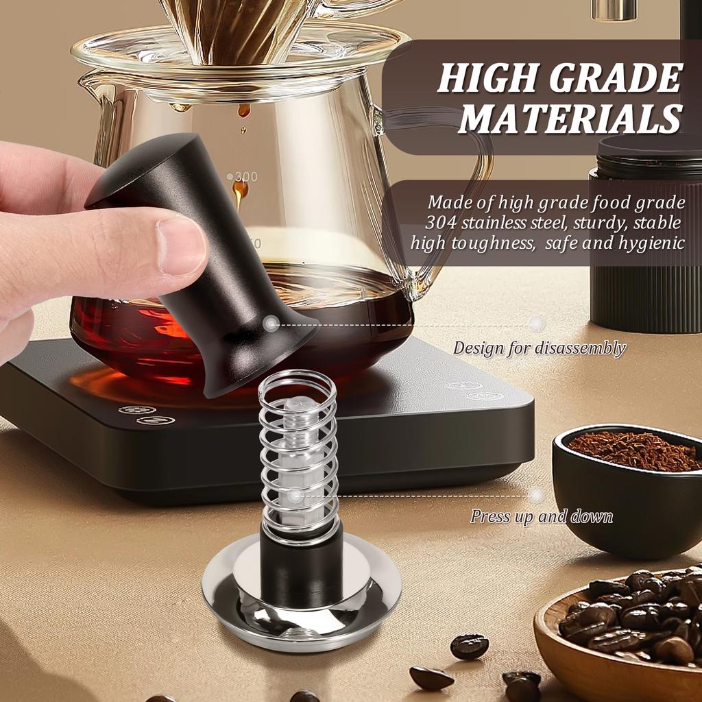 4Pcs 51mm Espresso Tamper Set Rustproof Design Professional Coffee Machine Tool Accessories Household Café Barista Amateurs Gift