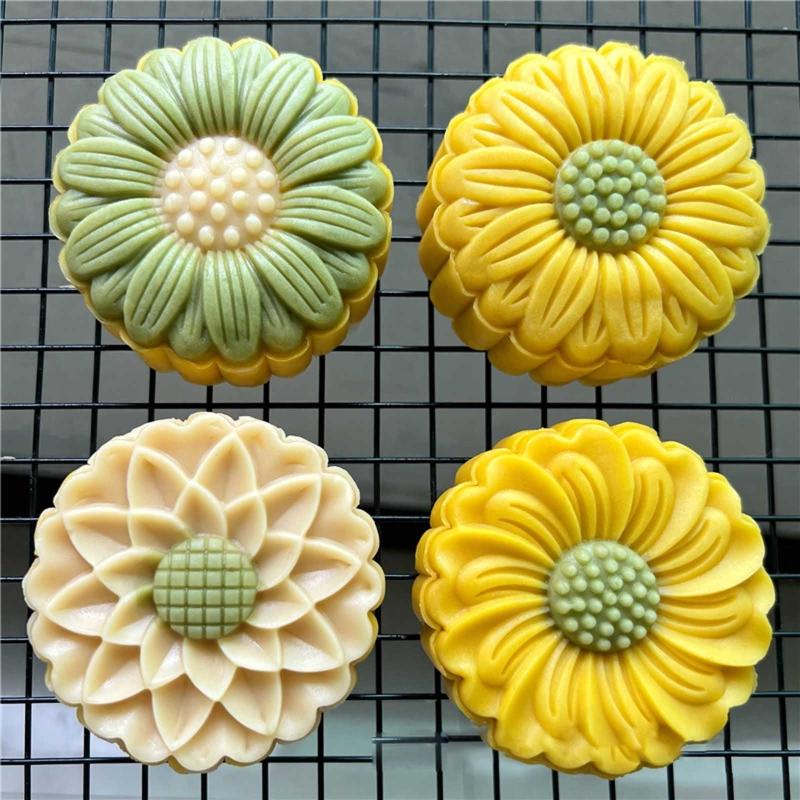 150g/200g Flower Shape Pastry Moulds Mooncake Mold Mooncake Mould Hand Pressure Tool Plastic Material Baking Accessories