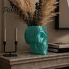 Crimson Rose Vase Skull Planter, Gothic Skeleton Wall Hanging Spooky Head Modern Decor Flower Pot for Halloween Living Room Bedroom Home Decoration