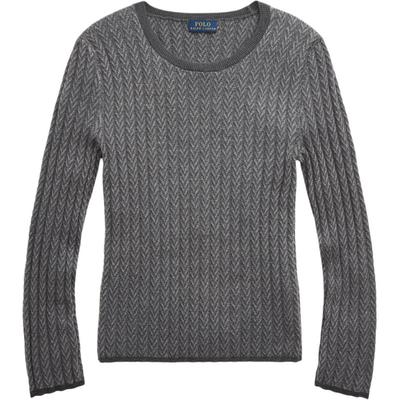 Maglione da donna in lana a coste con motivo a spina di pesce Polo maglione 211815101-001