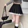 Korean Sweet High Waist College Pleated Skirt for Womenn Lace Preppy Bow Skirt Female A-line Pleated Skirt Y2k