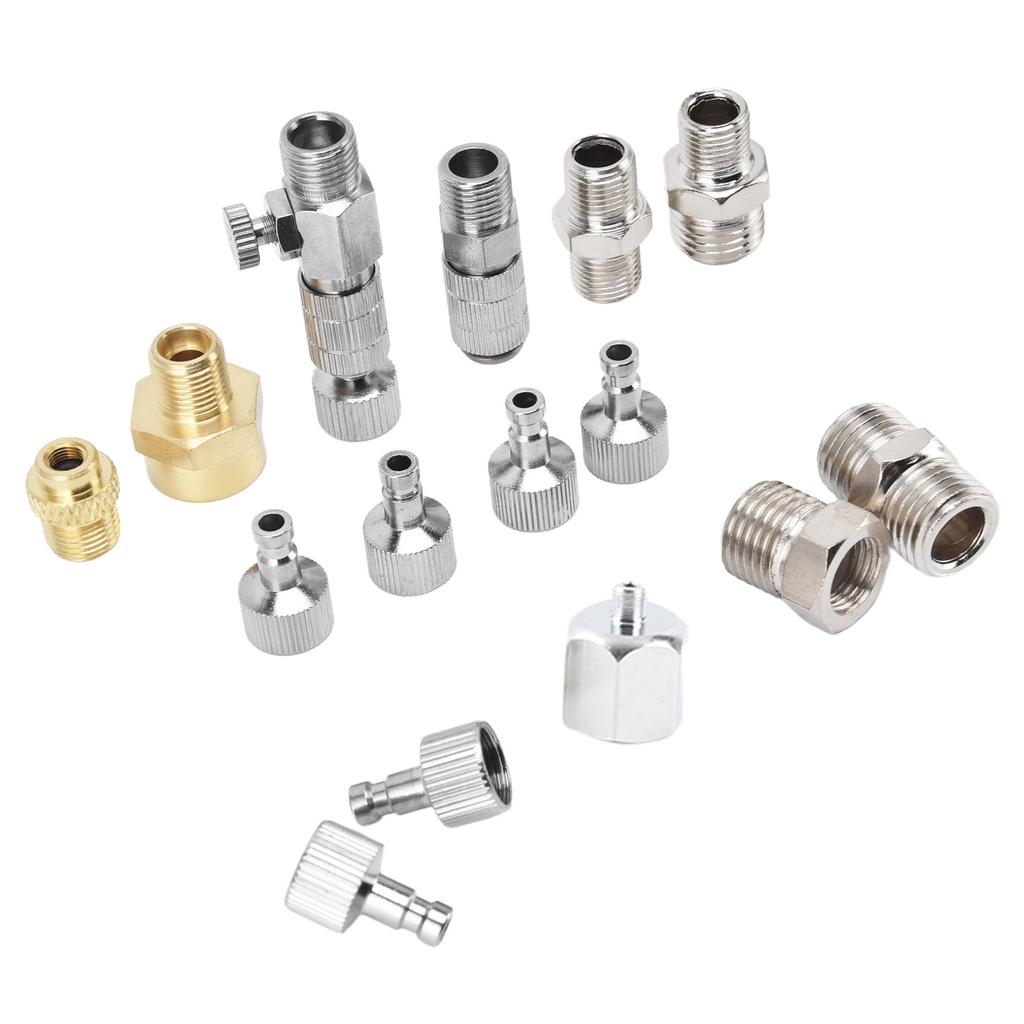 15PCS Airbrush Adapter Set Stainless Steel Airbrush Quick Release Disconnect Fittings Connector Kit