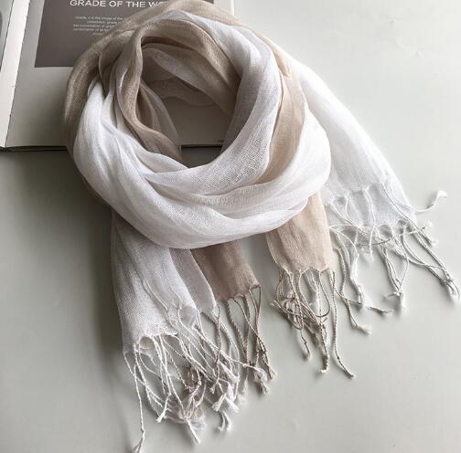 100% Linen Gradient Woman Spring Scarf Echarpe Muslim Hijab Foulard Shawls Tie Dye Scarves Women/Men Sjaal Scarfs for Ladies