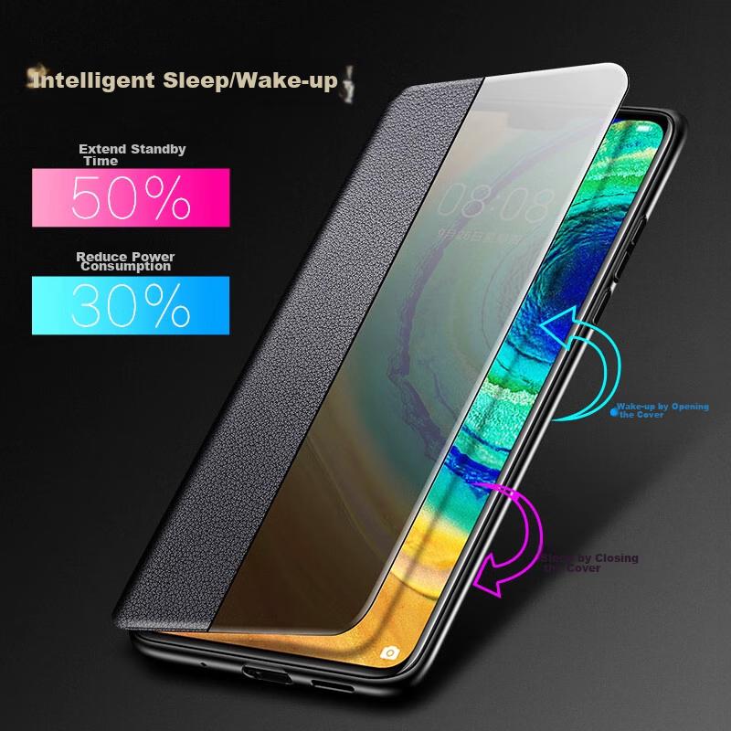 Honor Magic4 Phone Case, for Honor Magic4, Genuine Leather Flip Smart View Window Case, Easy To Install, Full Protection, Shockproof Back Cover, Black