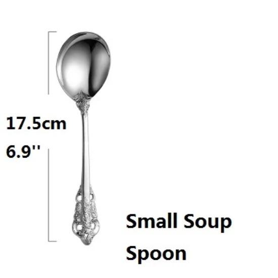 Silver Tableware Classic Silverware Stainless Steel Dinner Knife Fork Spoon Wedding Occasion Cutlery Xmas Western Dinnerware 1Pcs Vintage