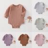 Baby Cotton Long Sleeve Footed Romper With Bone Free Jacquard Design For Newborns And Infants