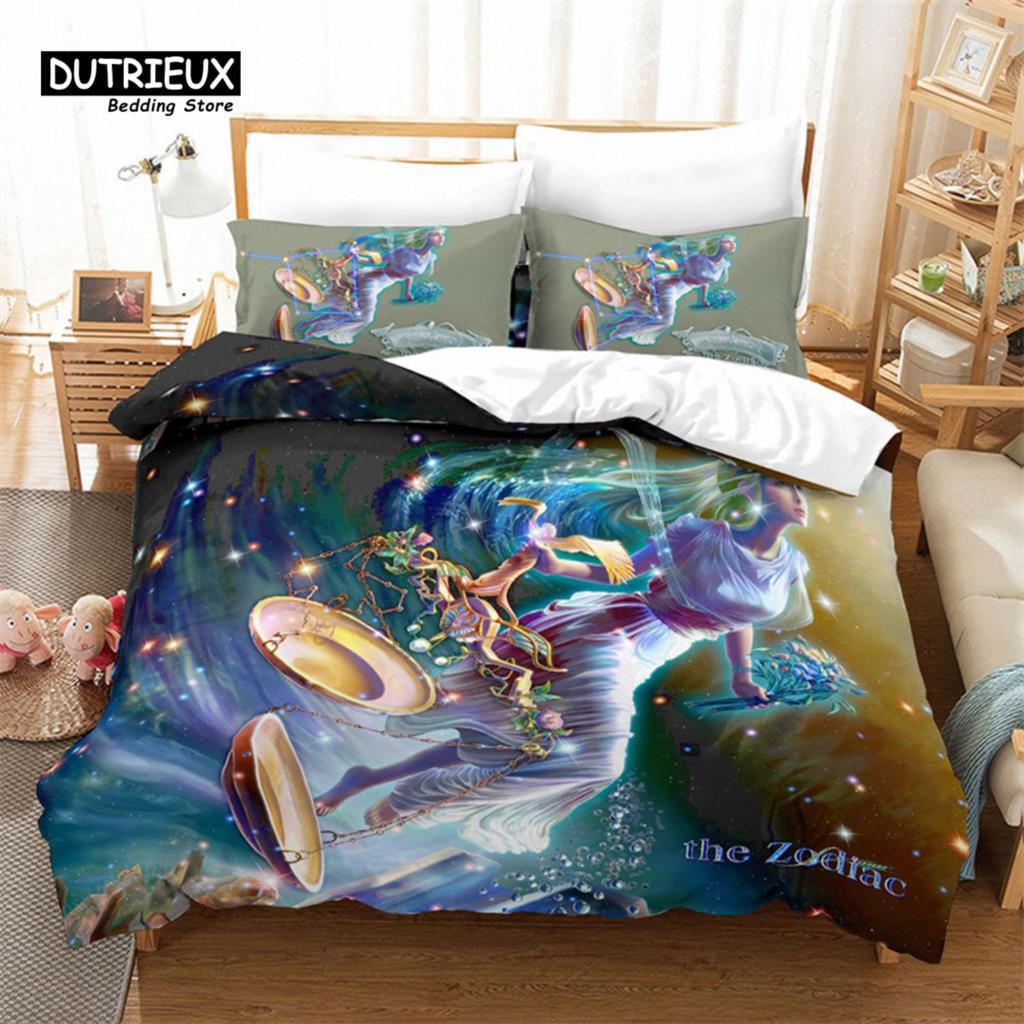 

Пододеяльник Mystery 12 Constellations, комплект постельного белья с рисунком аниме для детей, подростков, взрослых, полиэстер, покрывало, декор для спальни EU single(135x200cm)