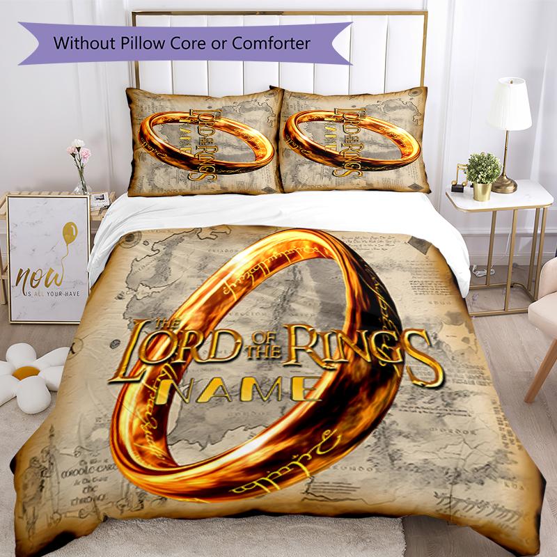 3pcs Custom Name The Fellowship of the Ring Bedding Set Duvet Cover Closure Includes 1 Duvet Cover & 2 Pillowcases for All Seasons Bedroom Decor
