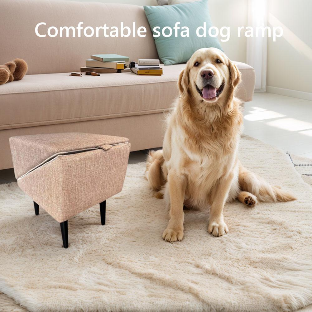 2 in 1 Foldable Dog Vehicle Stair with Footrest Stool Non-Slip Cat Vehicle Ramp Transformable Cat Ramp for Senior Animal