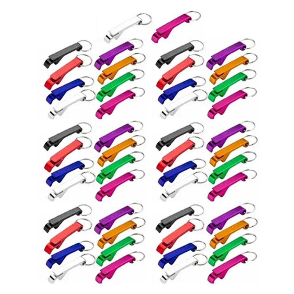 50pcs Practical Aluminum Alloy Keychain Bottle Opener Colorful Mini Beverage Opener Mini Pocket Opener Bar чёрный