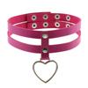 Harajuku Soft Girl Heart Pendant Choker, Black PU Leather Short Clavicle Necklace
