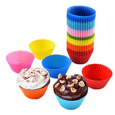 12 Stück Silikon Kuchenform Rund Muffin Cupcake Backformen Wiederverwendbar DIY Kuchen Dekorationswerkzeuge Hochzeit Geburtstagsfeier Dekorationen