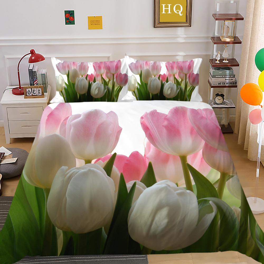 Blumen Bedruckter Bettwäschebezug Twin Size Polyester Tagesdecken Frau Luxus Hochwertige Heimbettwäsche