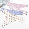 Female Spring and Summer Offset Printing Flower Breathable Fast Dry Low Waist Ice Silk Non-mark Thong Underwear