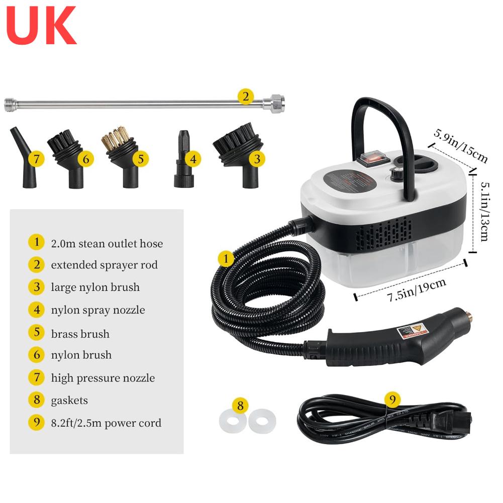2500W 220V Handheld Steam Cleaner with Brush Heads Pressurized Steam Cleaning Machine Interior Steam Cleaner for Bathroom Window
