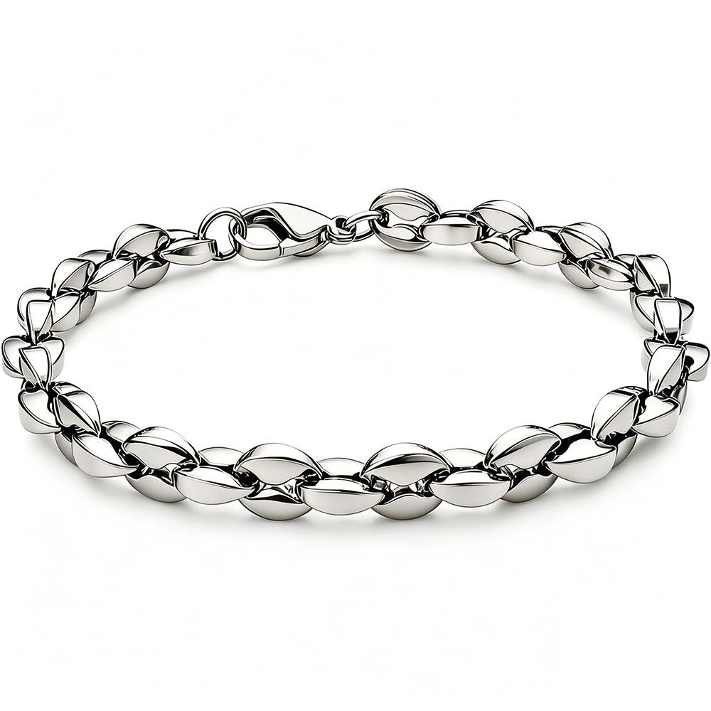 Titanium Steel Bamboo Joint Chain Bracelet Necklace for Men & Women - Simple Polished Design with Stainless Steel Ornaments