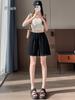 2026 Spring/Summer Women's Black & White Lace Patchwork A-line Elastic Waist Slimming Casual Hot Pants