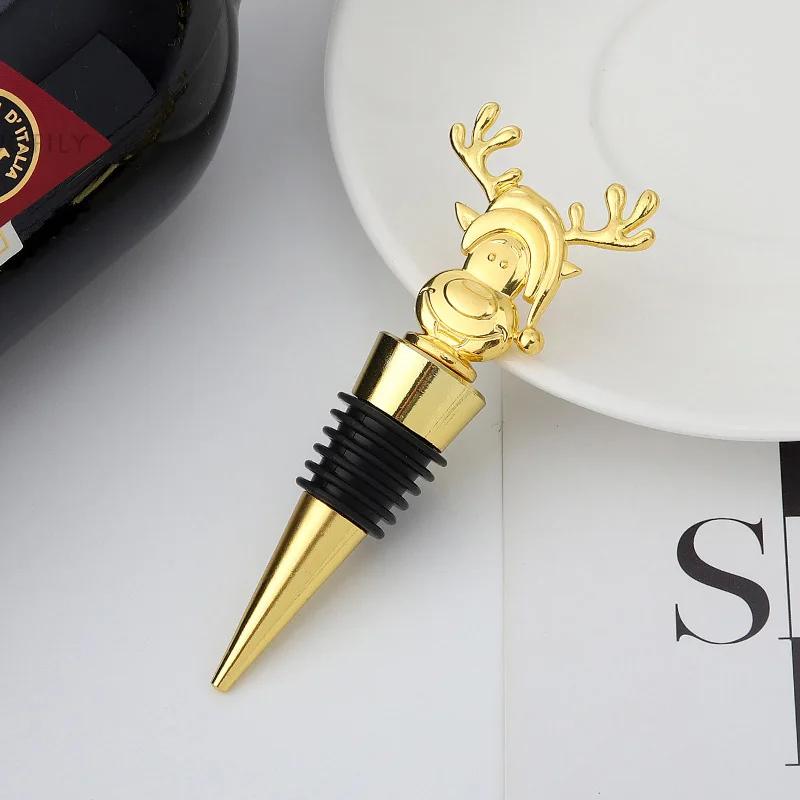 

Wine Cork Leak-proof Bottle Stopper Christmas Elk Bottle Plug 3D Design Santa Claus Bottle Cork Easy Clean Wine Stopper