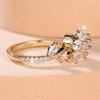 Cute Crystal Flower White Zircon Opening Rings For Women Vintage Gold Color Engagement Ring Wedding Jewelry Valentine'S Day Gift