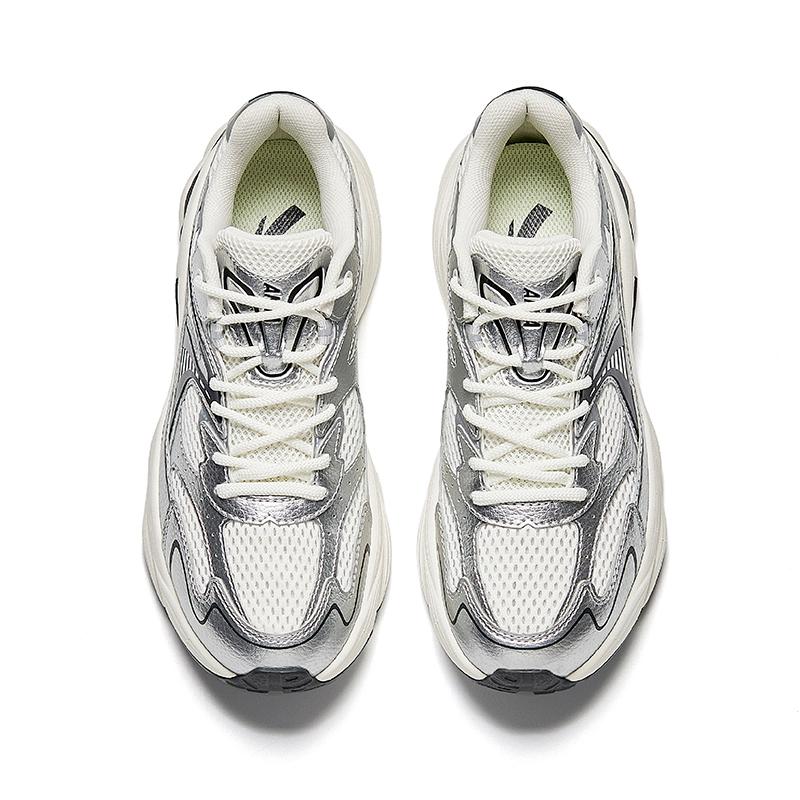 Anta AT802 Trendy Retro Breathable Lightweight Low-Top Casual Shoes Women Sneaker Silver White 922528802-5