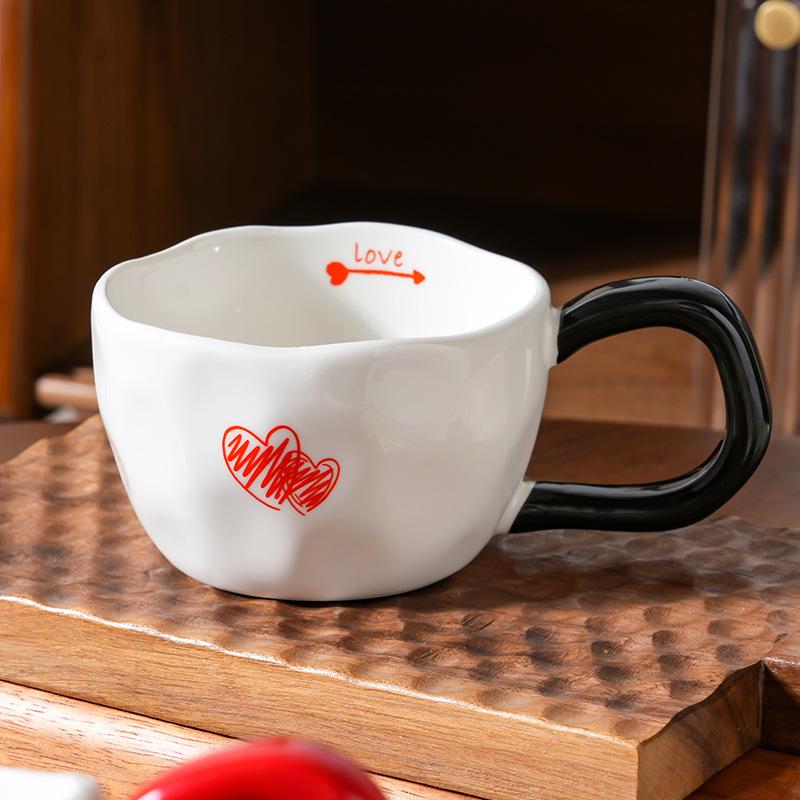 Couple Love Single Cup with Handheld Ceramic Cup High Value Large Capacity Water Cup Home Set Office Drinking Cup