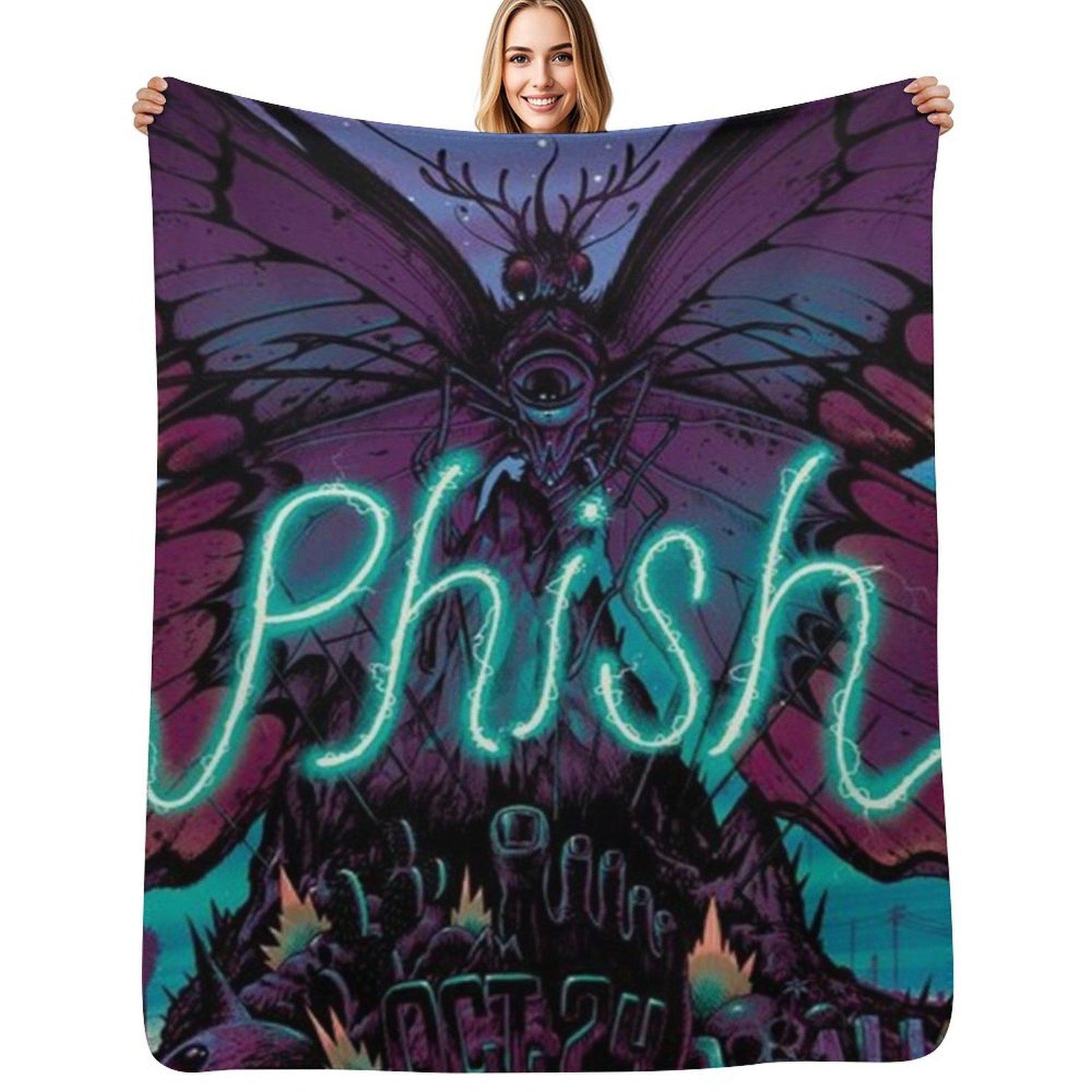 phish Throw Blanket Plush Fuzzy Cozy Blanket for Couch Sofa Size: 75*100cm, Weight: 230 GSM