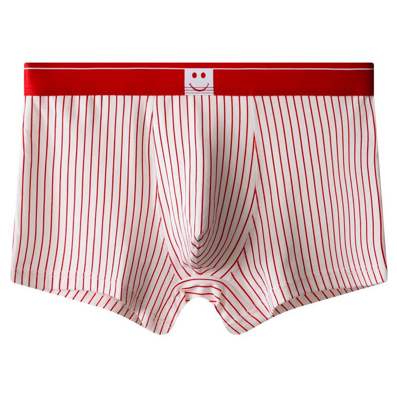 Men's Pure Cotton Underwear Breathable Striped Underwear Men's Sports Flat Corner Shorts