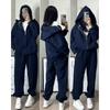 Damen Kapuzenpullover mit Reißverschluss Trainingsanzug Langarm Lockerer Hoodie + Jogginghose 2-teiliges Outfit Lässiges Sport- und Loungewear-Set