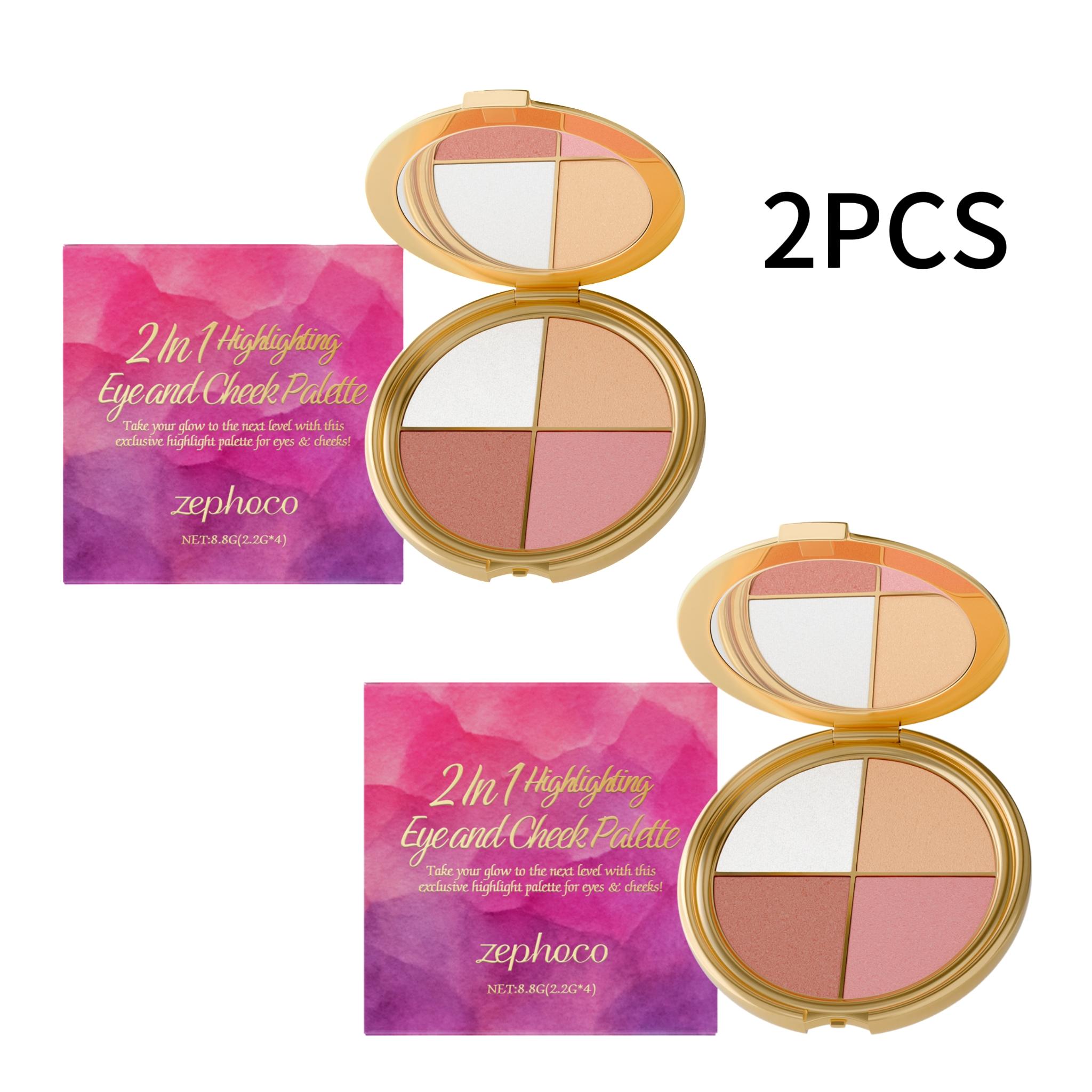 

Zephoco Highlighter Eyeshadow Blush Palette All in One Daily Natural Makeup Portable Face Compact 8.8g