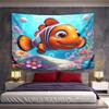 Horizontal Wall Art Tapestry Nemo Clownfish Close-Up Swimming Among Underwater Flower Garden, Wide Decor for Men Women Home Dorm Collector