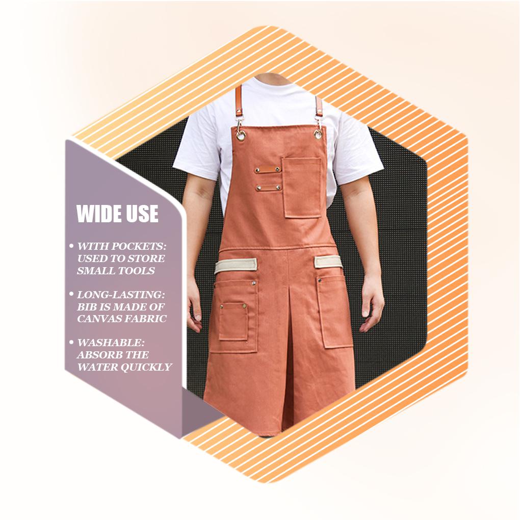 Work Apron Woodworking Mechanician Canvas Workshop Bib with Pockets Outdoor Painting Bar Washable Protective Aprons Bibs