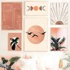 Boho Monstera Palm Leaf Wall Pictures Sun Moon Wall Posters Line Geometry Poster Decoration Abstract Art Painting Wall Decor