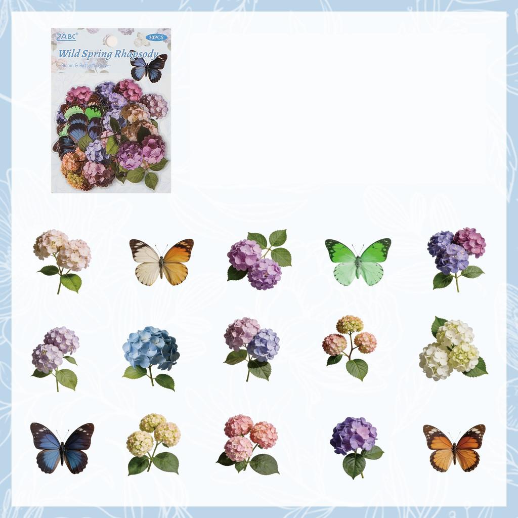 30pcs Butterfly Transparent Decorative Stickers for Journaling Scrapbooking Planner DIY Crafts Aesthetic Sticker