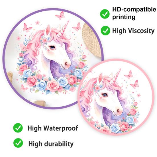 Yousheng Static Window Cling, Unicorn Pattern Wall Decal, Waterproof Removable No Glue Mark Glass Sticker, Ceramic Tiles Bedroom