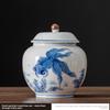Creative Painted Flower Fish Porcelain Storage Jar Portable Sealed Tea Canister Candy Food Storage Container Decorative Jar Home