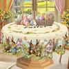Vintage Easter Bunny Eggs Tablecloths Holiday Party Decor Spring Floral Rectangle/Round Table Cover Easter Decorations for Home