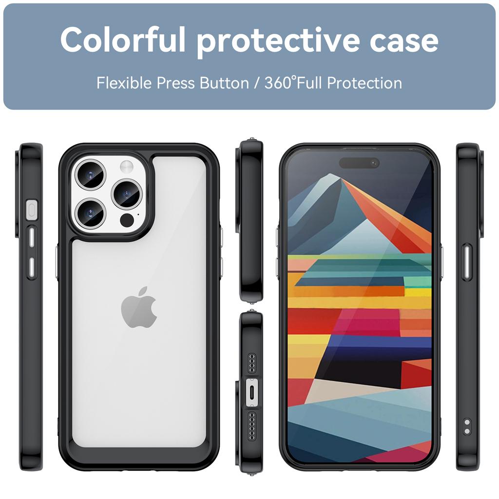For iPhone 15 Pro TPU+Acrylic Shockproof Mobile Phone Back Cover Clear Protective Case