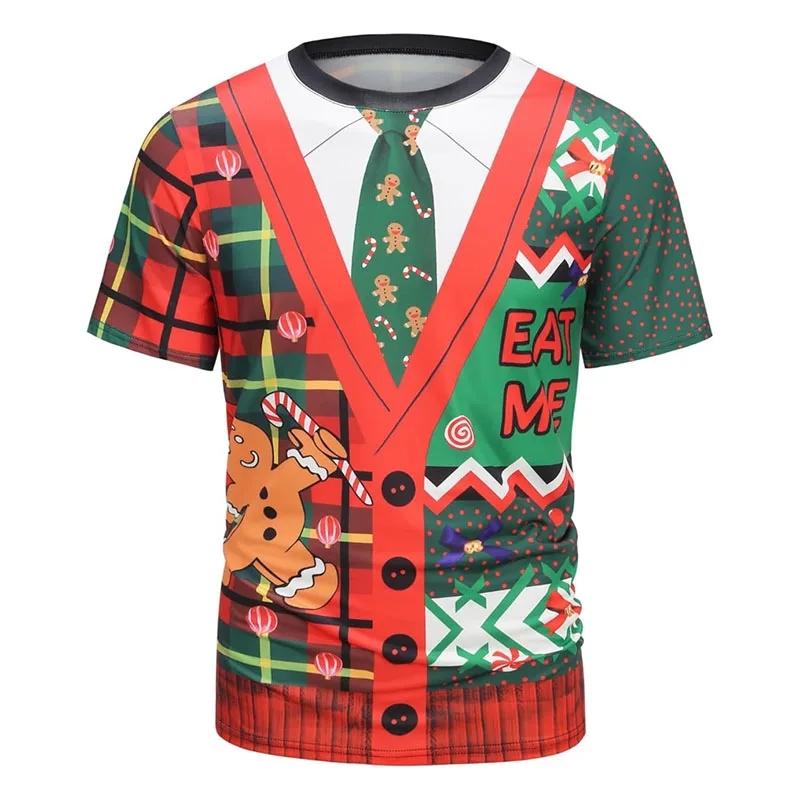 

Funny Gingerbread Cosplay T-shirt Men s Clothing Festival Fashion Casual T Shirts 3D Print Pattern Design Street Personality Tee 6XL
