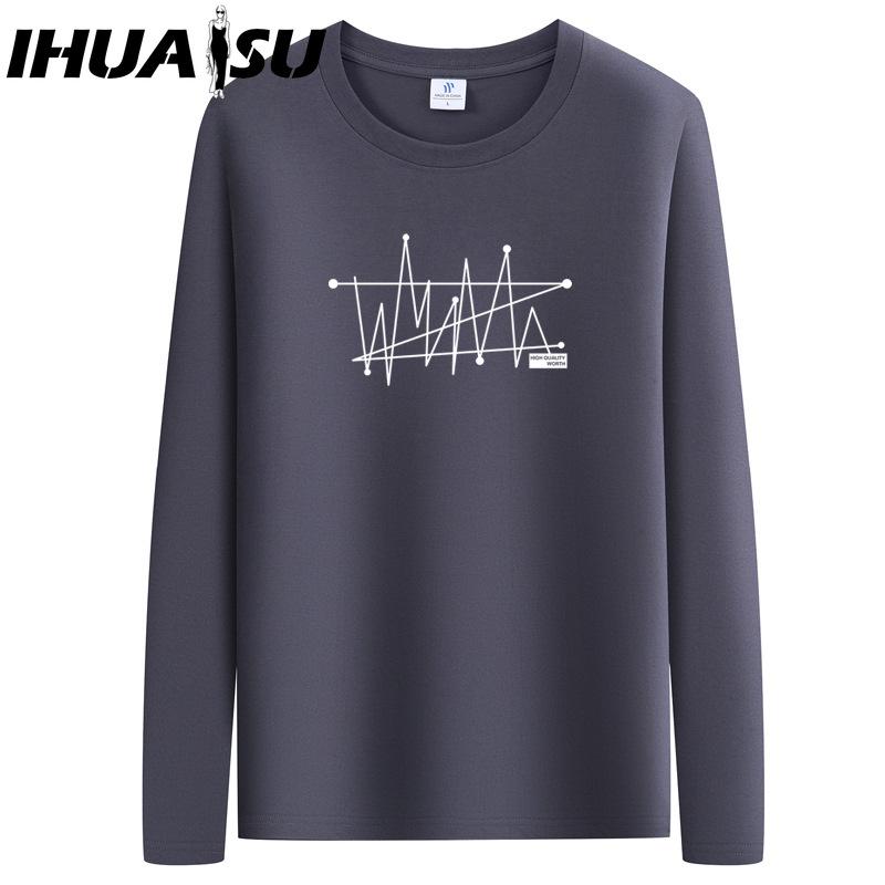 IHUASU Spring and Autumn Men's Long-sleeved T-shirt Men's O-collar Bottoming Shirt Men's Top Clothes T-shirts