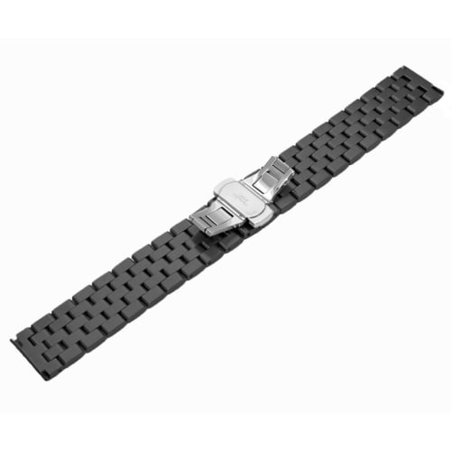 Kai Tian Quick Release 20mm Black Metal Watch Strap, Five-Row Replacement Strap, Matte Surface, Bracelet for Men and Women, Stainless Steel Watch Band
