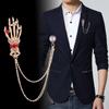 Men's Fashion Suit Brooch Simple Diamond Tassel Metal Wedding Dress Suit Brooch Collar Pin