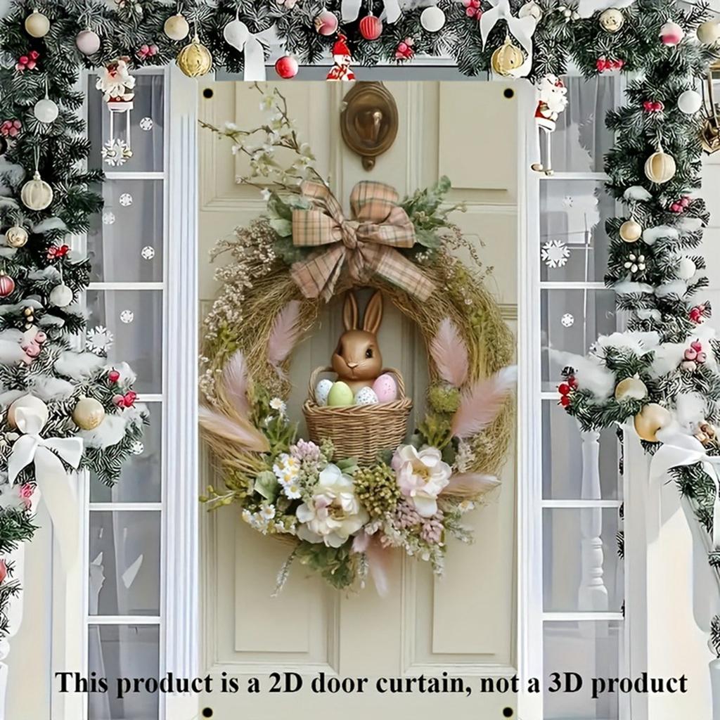 Oster-Türfahne mit Osterhase und Karottenmuster, Feiertagsdekoration, geeignet für den Eingang des Feiertagsgartens