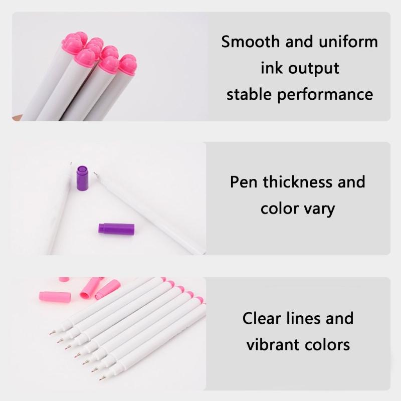 Set of 6 Air Erasable Fabric Marker Quick Dry Fabric Marking Pen (1mm or 0.5mm) for Sewing and Creative Art