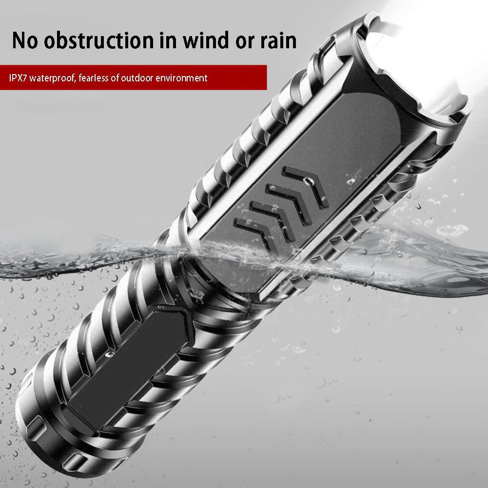 Mini Portable Flashlight USB Rechargeable Small Household Torch Outdoor Camping Hiking Emergency Lighting Light