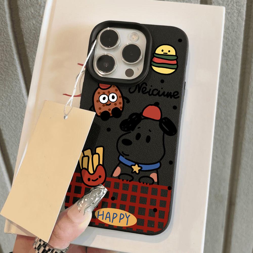 

Чехол для телефона для iPhone 11 13 чехол iPhone 12 14 15 16 Pro Max 12 Pro 15 Plus 16 Pro Кожаный Расписной Водонепроницаемый Ударопрочный и Износостойкий Мультяшный iPhone 11 чёрный