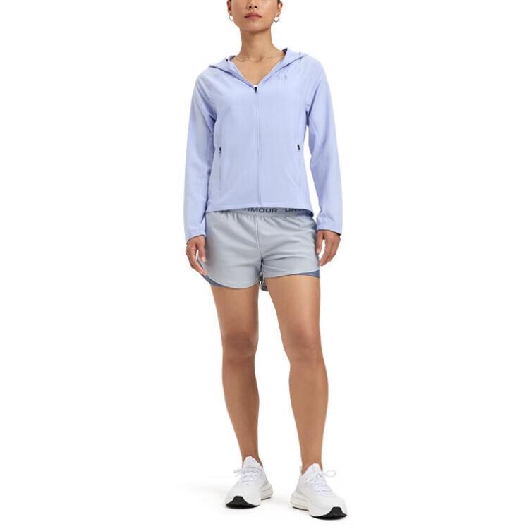 Under Armour SS25 Sun Fashion Comfortable Casual Hooded Jacket Women jackets Light-Blue Purple 6007543-539