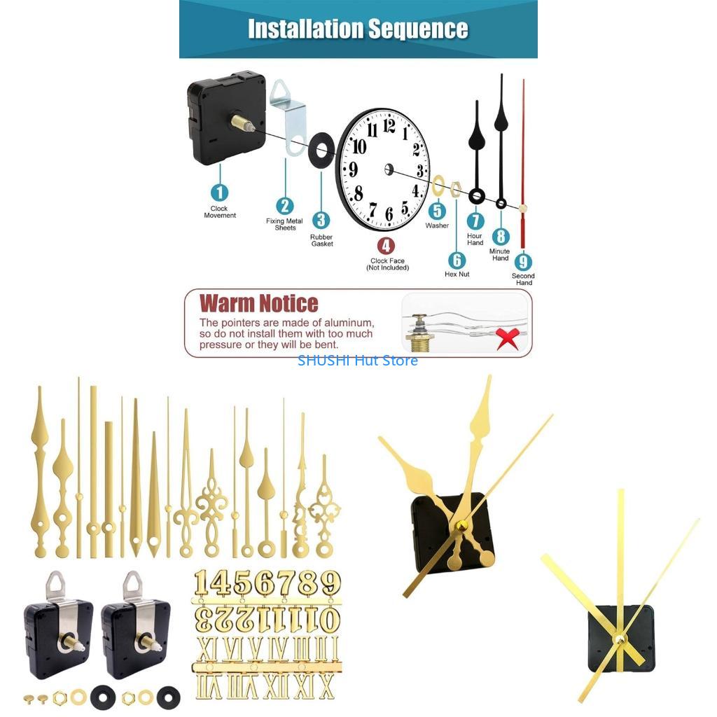 Clock Mechanism for Handmade Wall Clocks Clock Mechanism Parts with Gold Needle D57B China Mainland